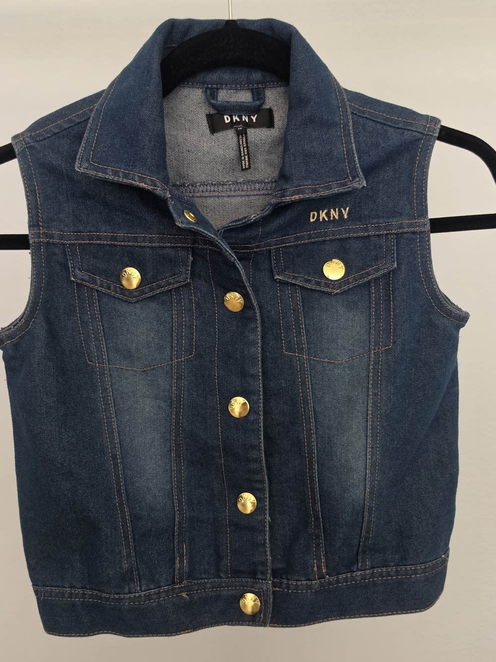DKNY Girls Dark Denim Vest Size 10